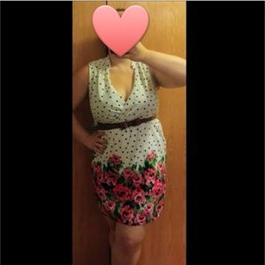 Polka Dot and Floral Sundress, Pink Owl (M/L)